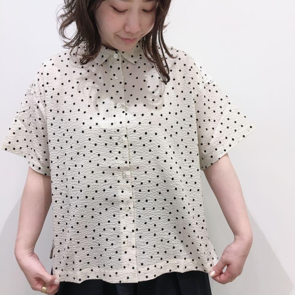 【超美品】MARK&RONA 半袖シャツ セール価格】LAOTOUR 小紋柄 オープンカラー半袖シャツ 総柄