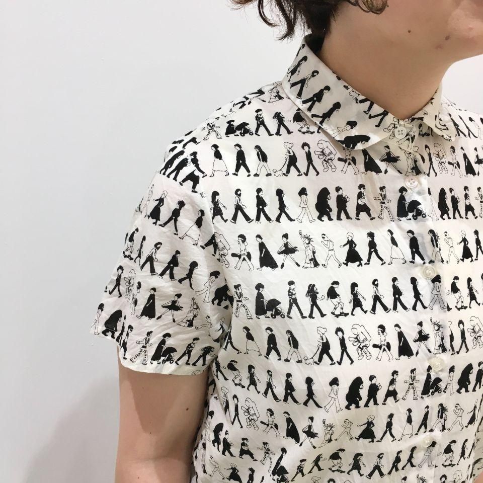 NEMETH 変形ロープ柄シャツジャケット 短丈 総柄 ホワイト NEMETH 変形ロープ柄シャツジャケット 短丈 総柄 ホワイト