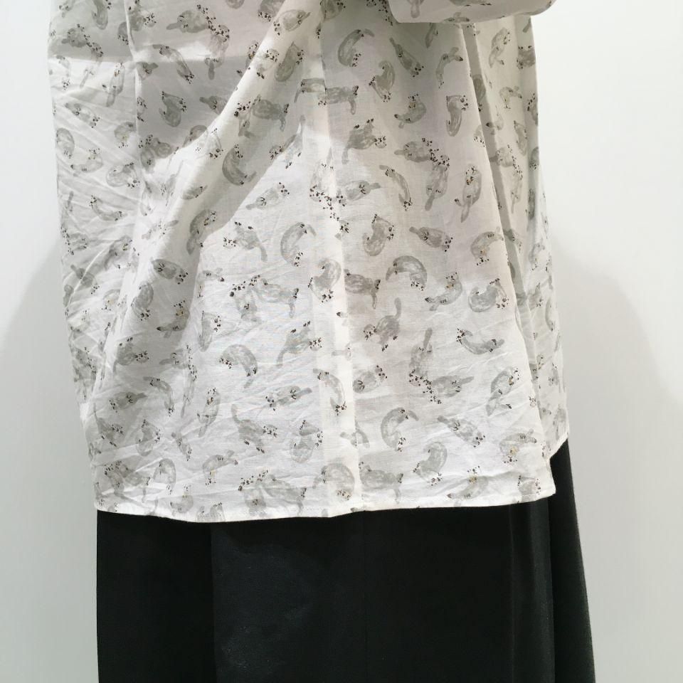 Parkes - 60ローン ラッコ柄 バンドカラーの長袖シャツ - Sheth
