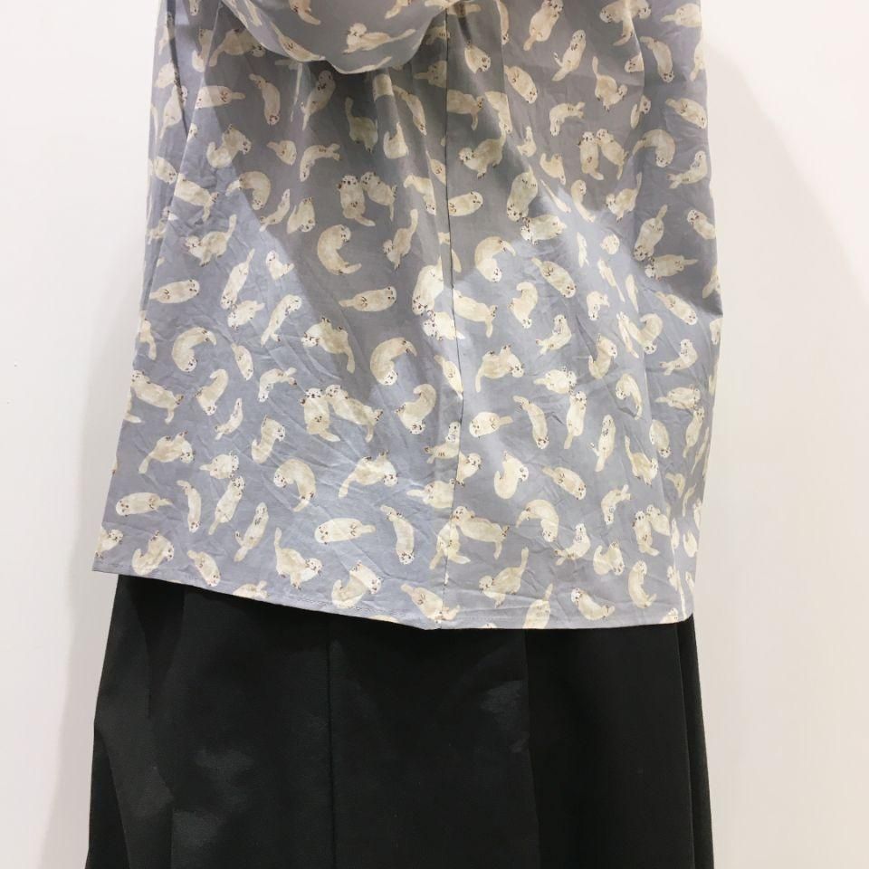 Parkes - 60ローン ラッコ柄 バンドカラーの長袖シャツ - Sheth