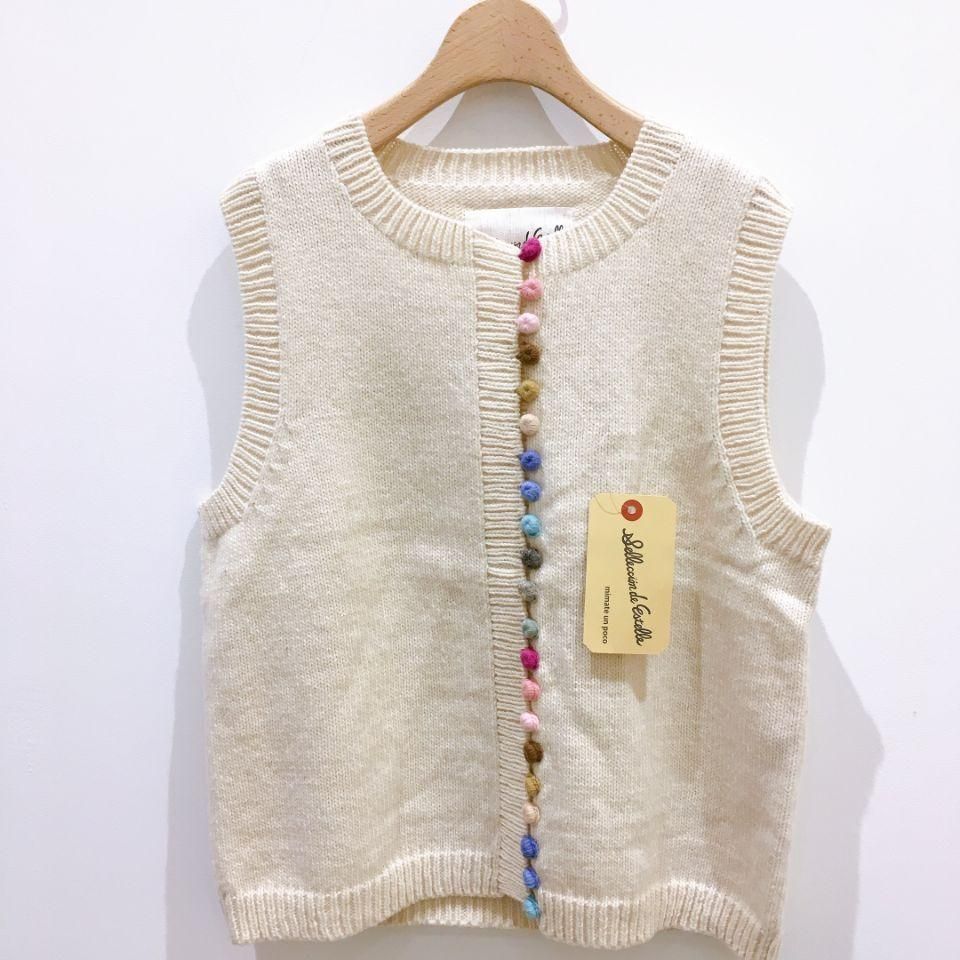estelle - カラフル毛糸ボタンのベスト - Sheth Online Store
