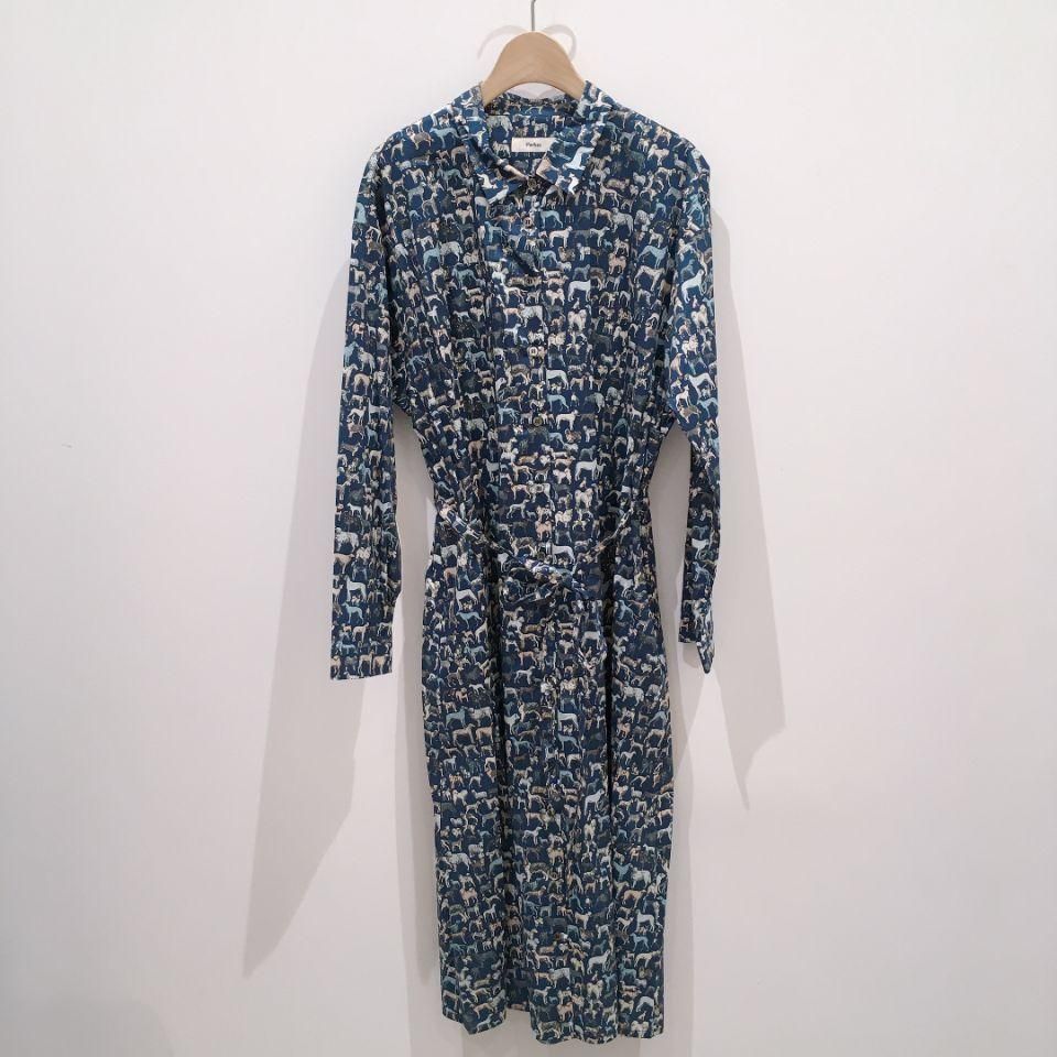 Parkes - ウエストリボン付きのシャツワンピース（リバティ