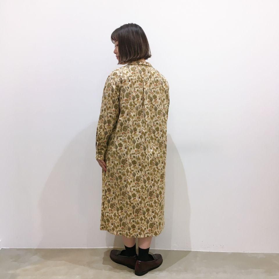 Parkes - 細コーデュロイ 森と動物柄のシャツワンピース - Sheth