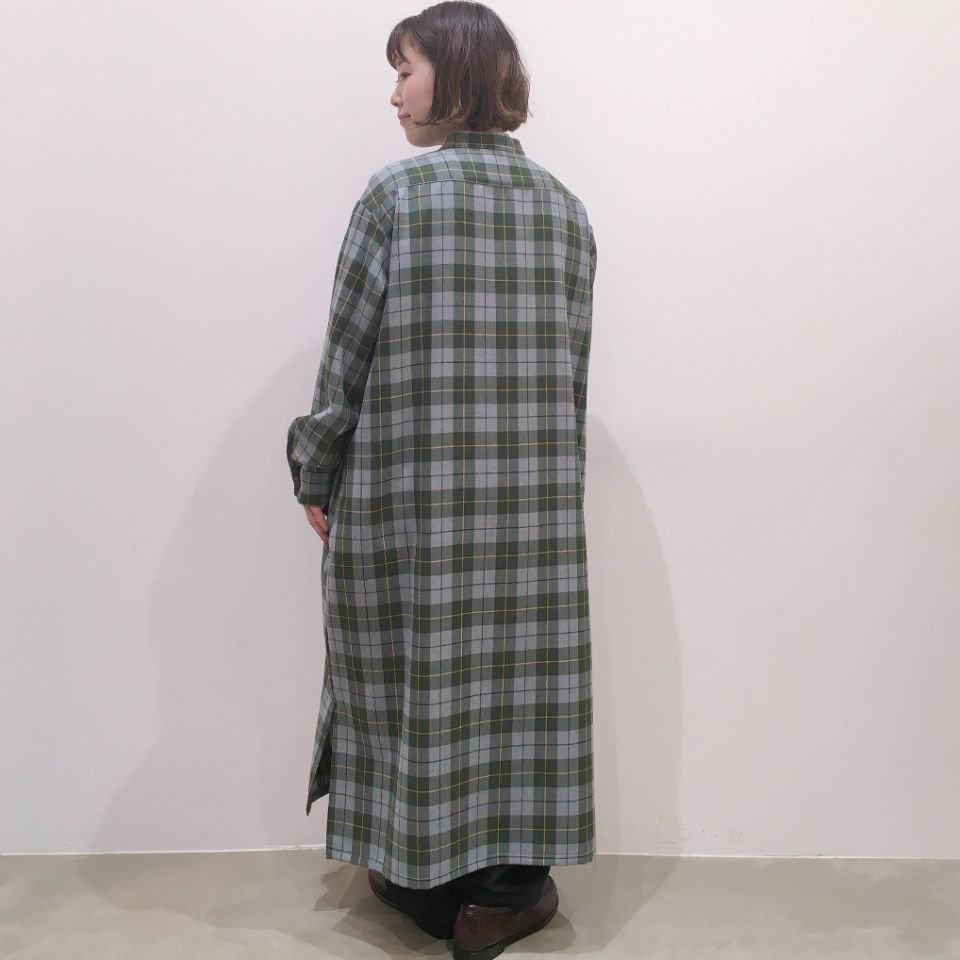 SARAHWEAR - ＜Charlotte＞ Wool Tartan Stand Collar Shirt Dress