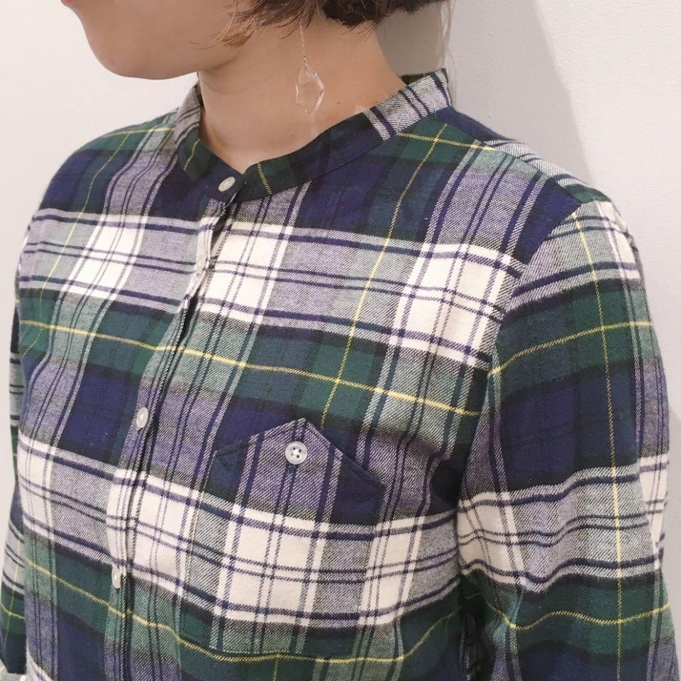 Parkes ビエラ起毛 バンドカラーのタータンチェックシャツ Sheth Online Store シスオンラインストア