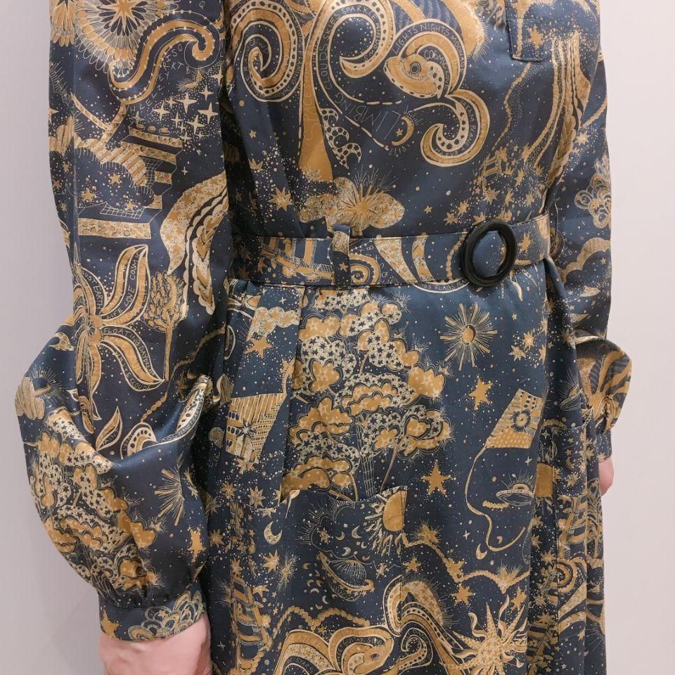 SARAHWEAR - リバティプリント ヘンリーネックマオカラーのワンピース