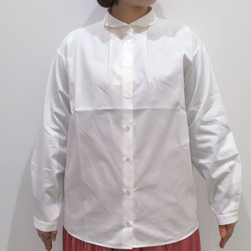 Parkes - ブロード 丸衿 襟回りピコレースのシャツ - Sheth Online 