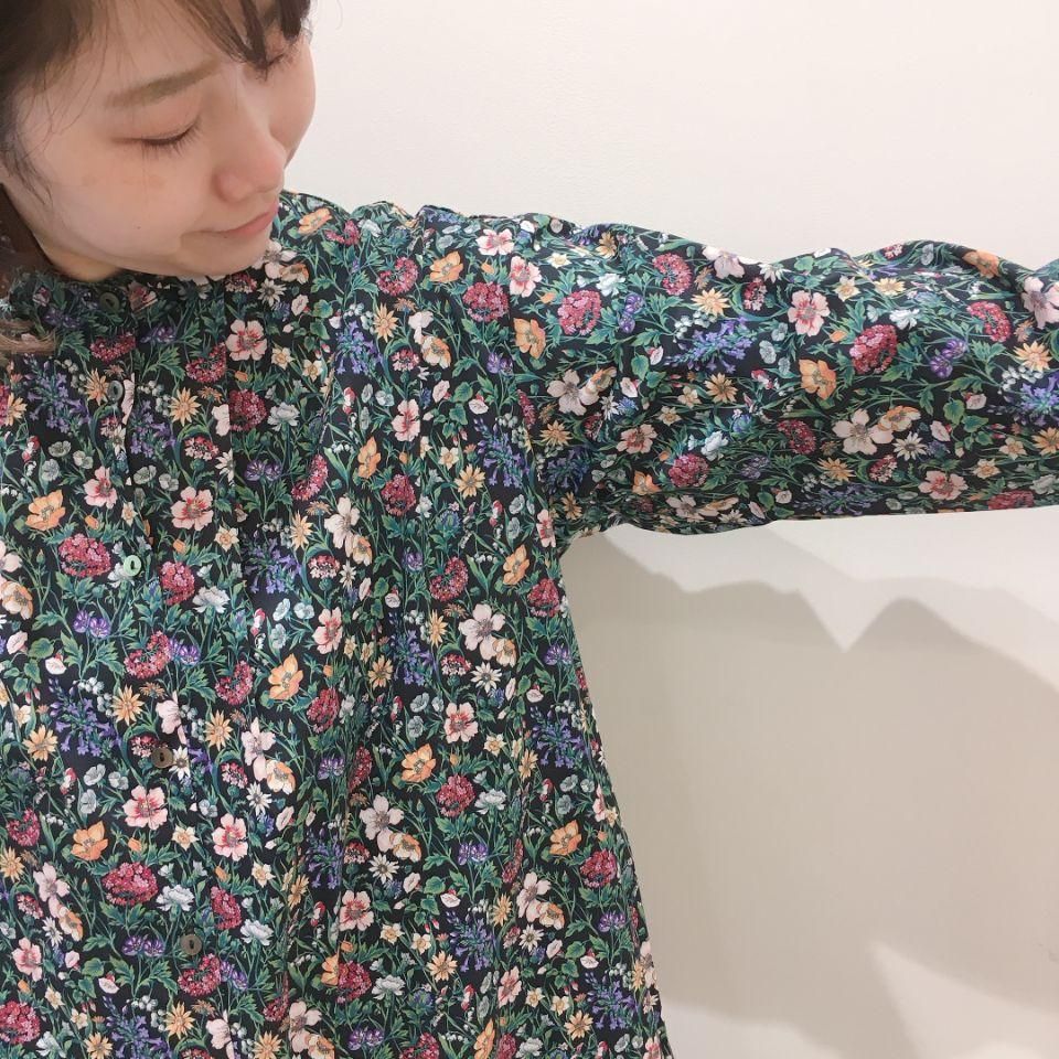 Gauze# リバティ タナローン 花柄 タックシャツワンピース ピンク系 リバティタナローンジャンスカ＋シャツコール2WAYワンピース