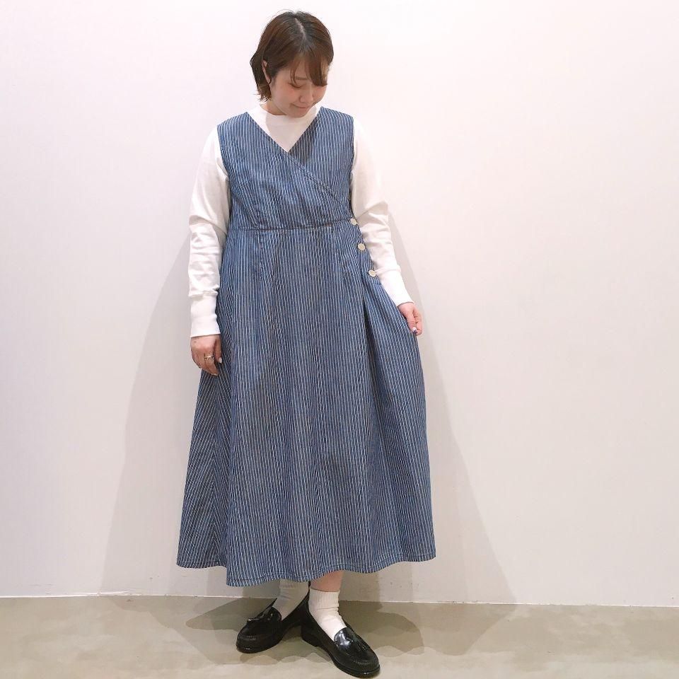 SARAHWEAR - ヒッコリー素材のジャンパースカート（C4218