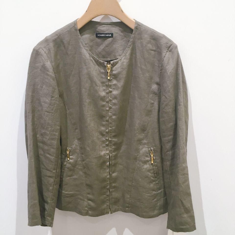 NOMBRE IMPAIR - フレンチリネン ノーカラーブルゾン - Sheth Online
