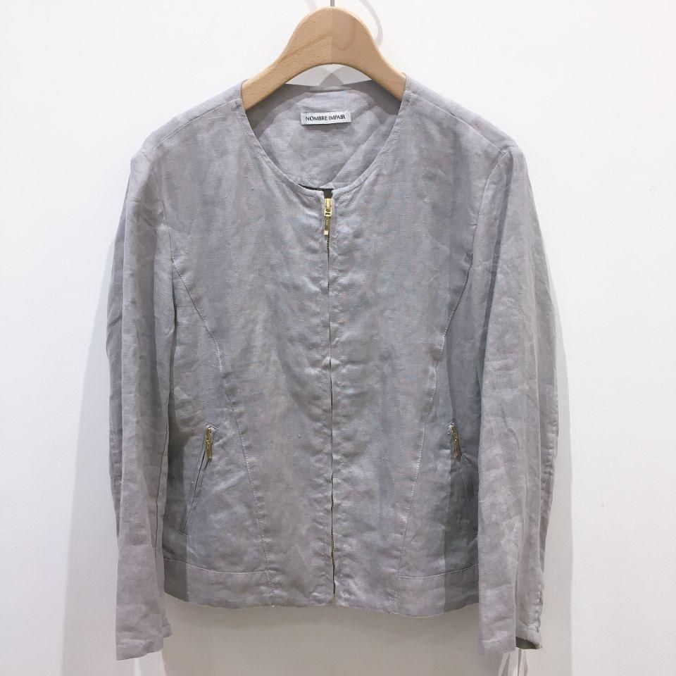 NOMBRE IMPAIR - フレンチリネン ノーカラーブルゾン - Sheth Online