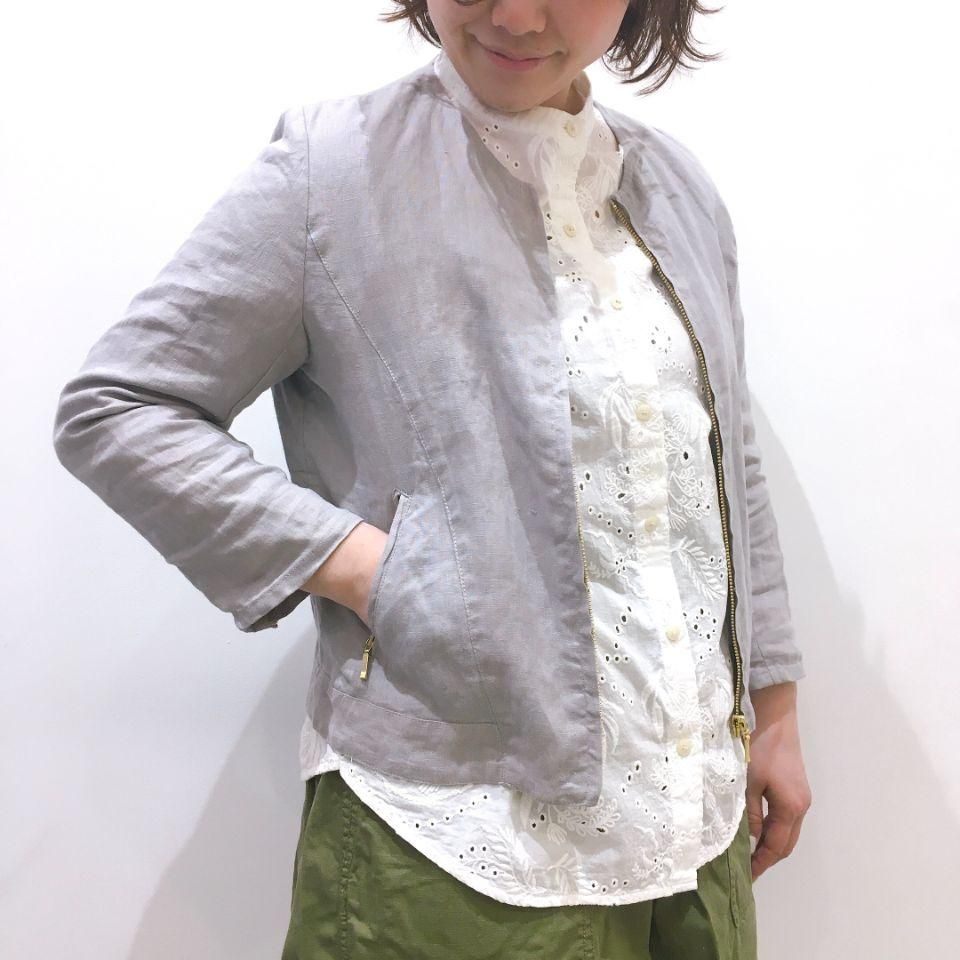 NOMBRE IMPAIR - フレンチリネン ノーカラーブルゾン - Sheth Online