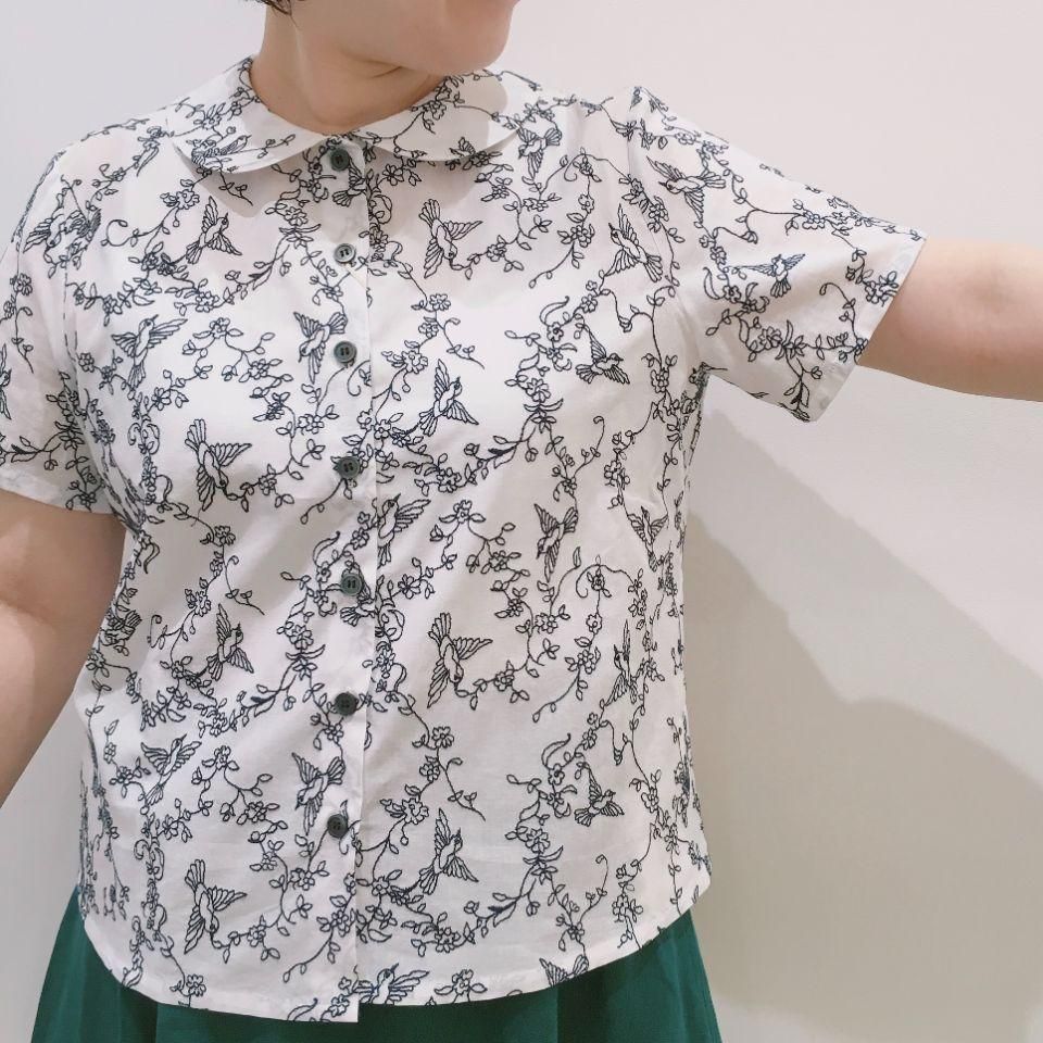 SARAHWEAR - Indian Embroidery インド刺繍の丸襟ブラウス(C52772