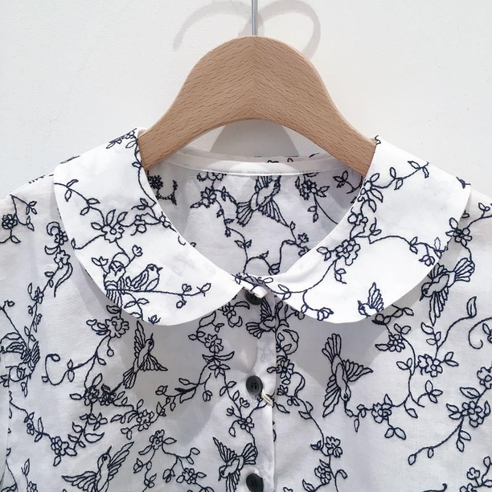 SARAHWEAR - Indian Embroidery インド刺繍の丸襟ブラウス(C52772