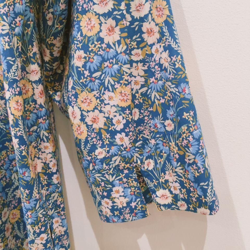 Parkes - レギュラーカラーの7分袖シャツワンピース（リバティ