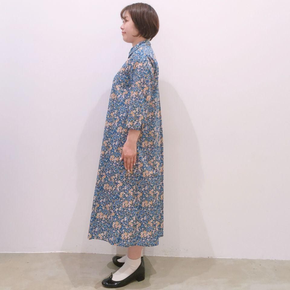 Parkes リバティ　お花柄　ロング　シャツ　ワンピース 再入荷予定なし】Parkes リバティ バンドカラーシャツワンピース
