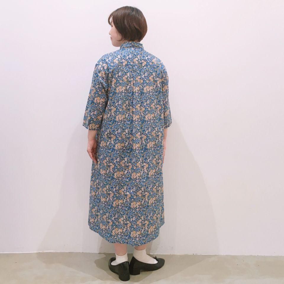 Parkes - レギュラーカラーの7分袖シャツワンピース（リバティ