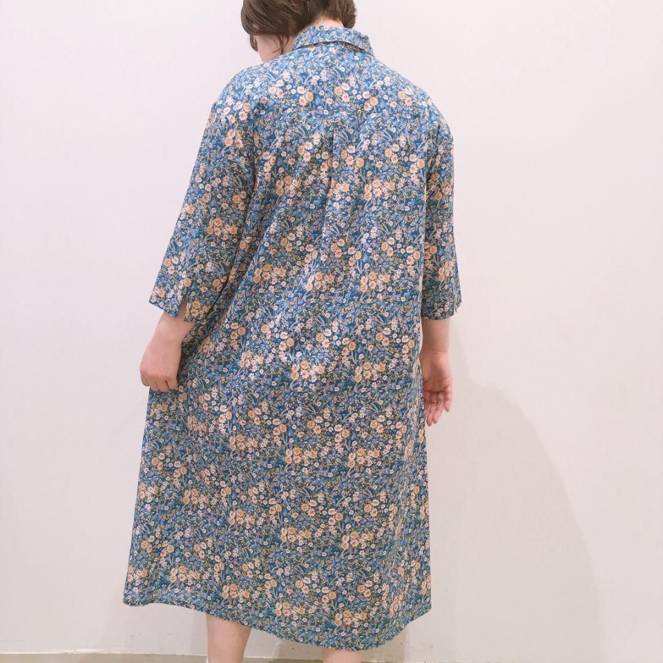 Parkes - レギュラーカラーの7分袖シャツワンピース（リバティ