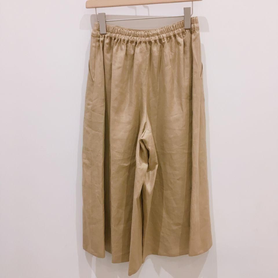 Le minor - フレンチリネンキャンバスワッシャー 片釦キュロットパンツ