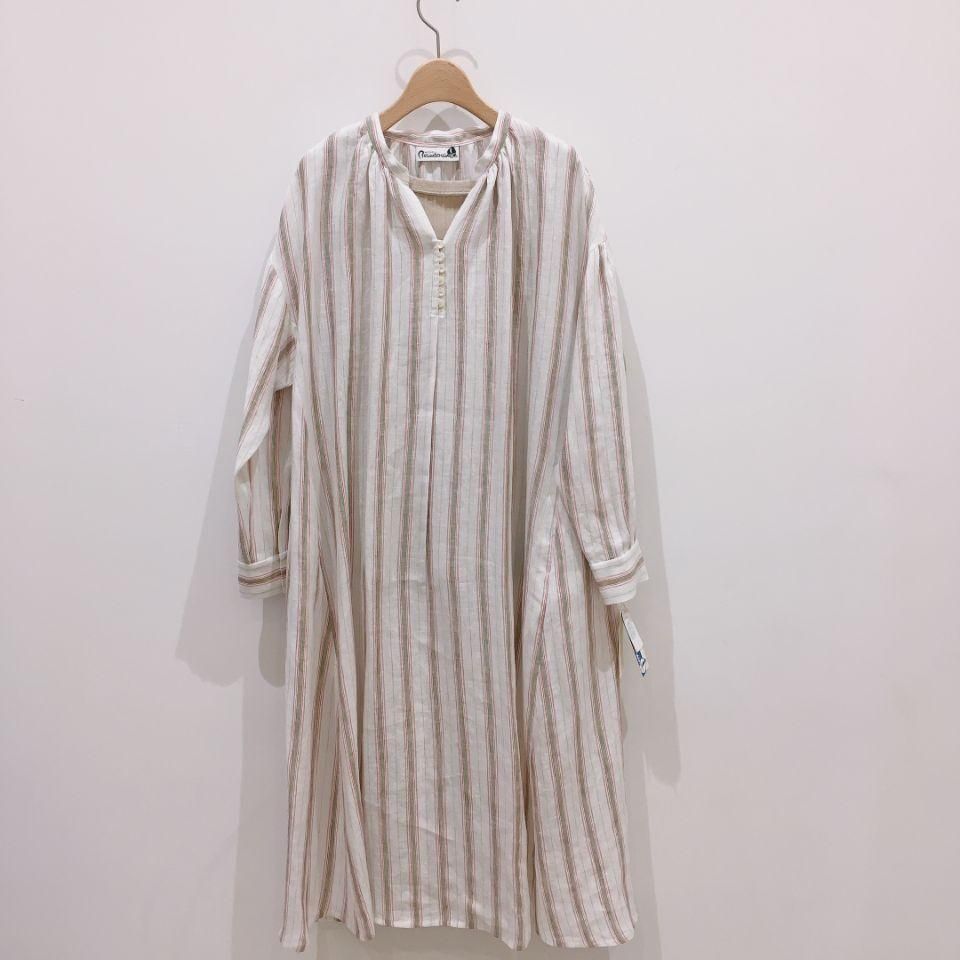 Michel beaudouin - リネンストライプ スキッパーワンピース（MB-A1205