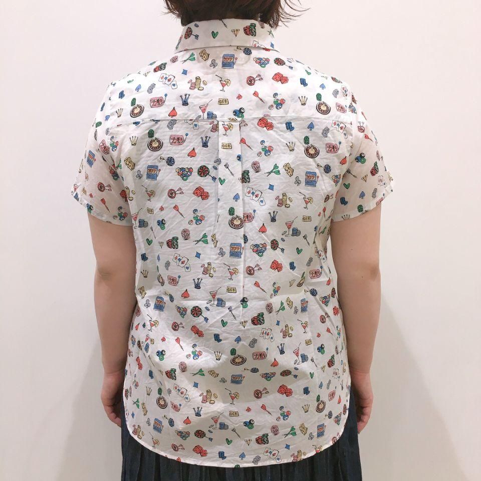 Parkes - 60ローン カジノ柄のチビエリ半袖ヨークシャツ - Sheth Parkes - 60ローン カジノ柄のチビエリ半袖ヨークシャツ - Sheth