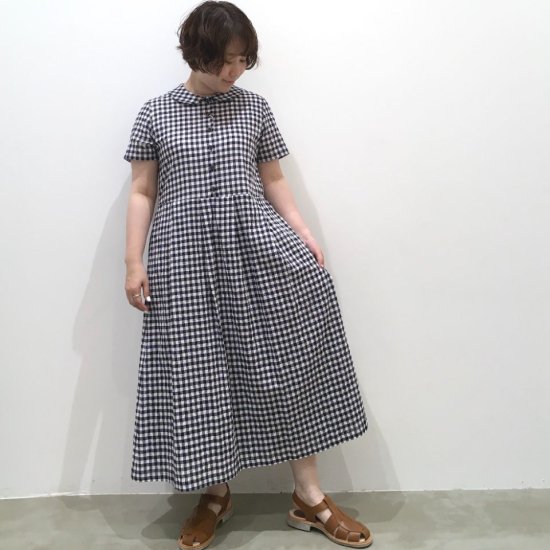 SARAHWEAR - Shirring Gingham 丸衿ドレス(C71163)