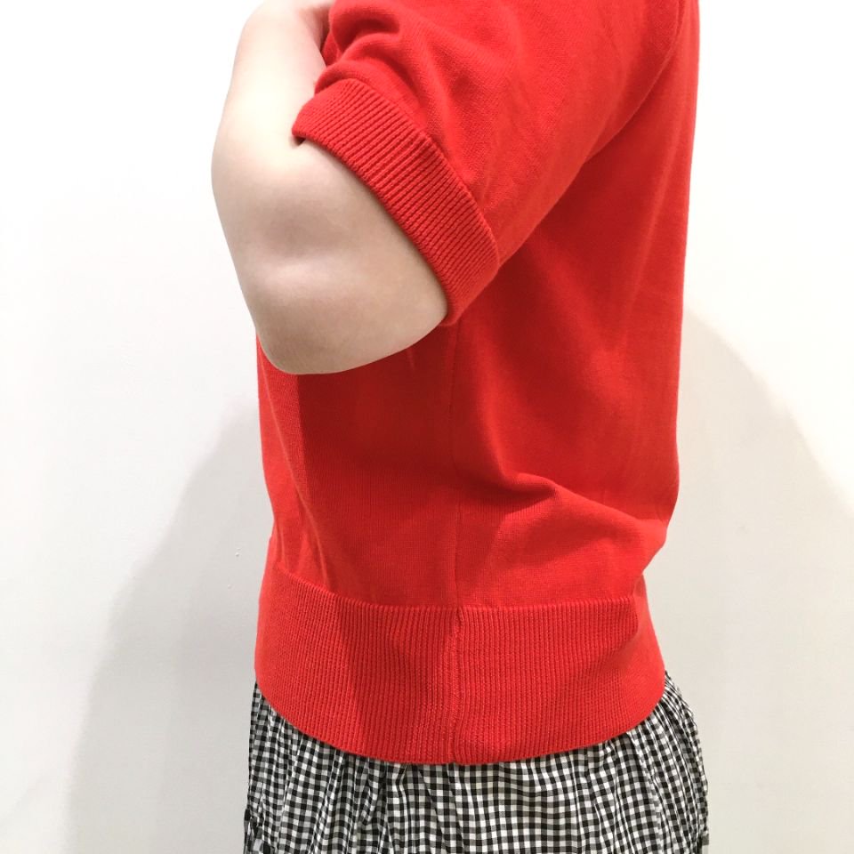 CHILD WOMAN - CRAFT14GG刺繍衿付き半袖ニットポロ（0101KN002221 