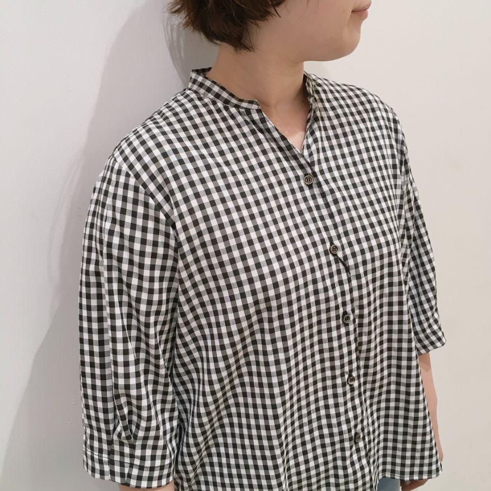 NOMBRE IMPAIR - ギンガムチェック ショート丈ブラウス - Sheth NOMBRE IMPAIR - ギンガムチェック ショート丈ブラウス - Sheth