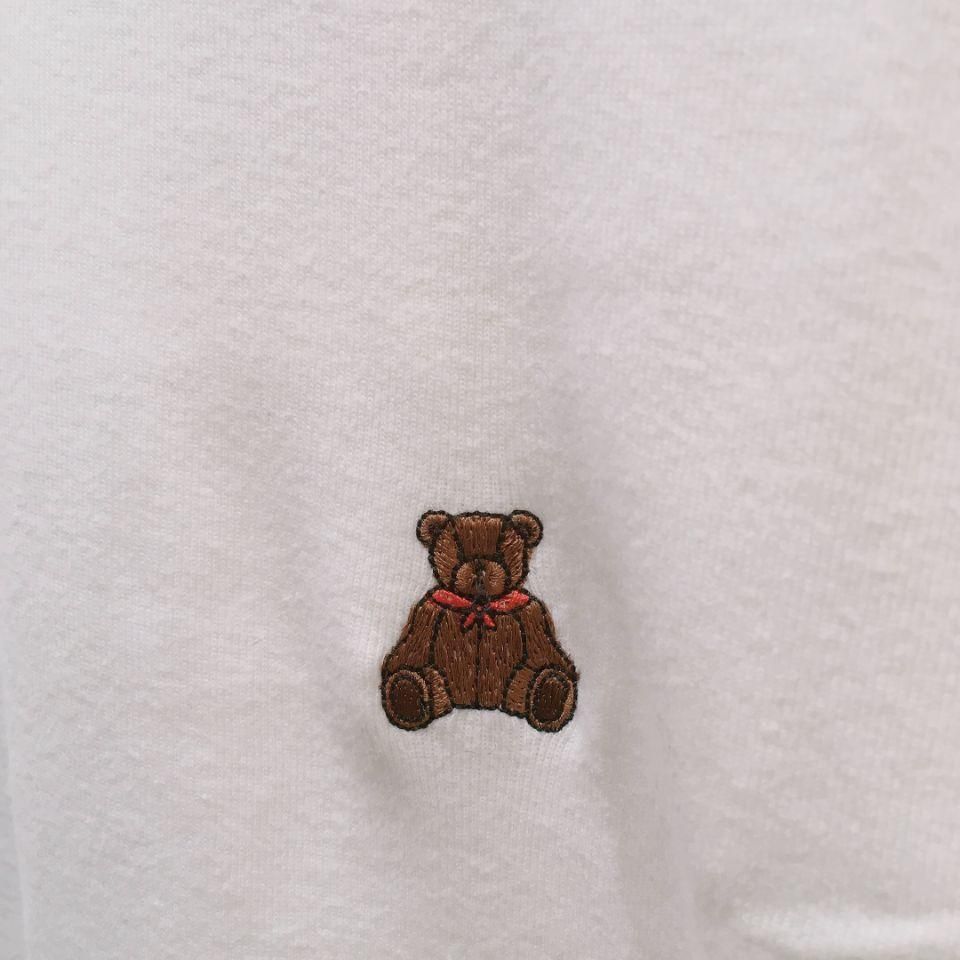 familiar クマ刺繍 Tシャツ 80サイズ ファミリアっぽい くま 刺繍 ワッペン 半袖Tシャツ 80 ブルー