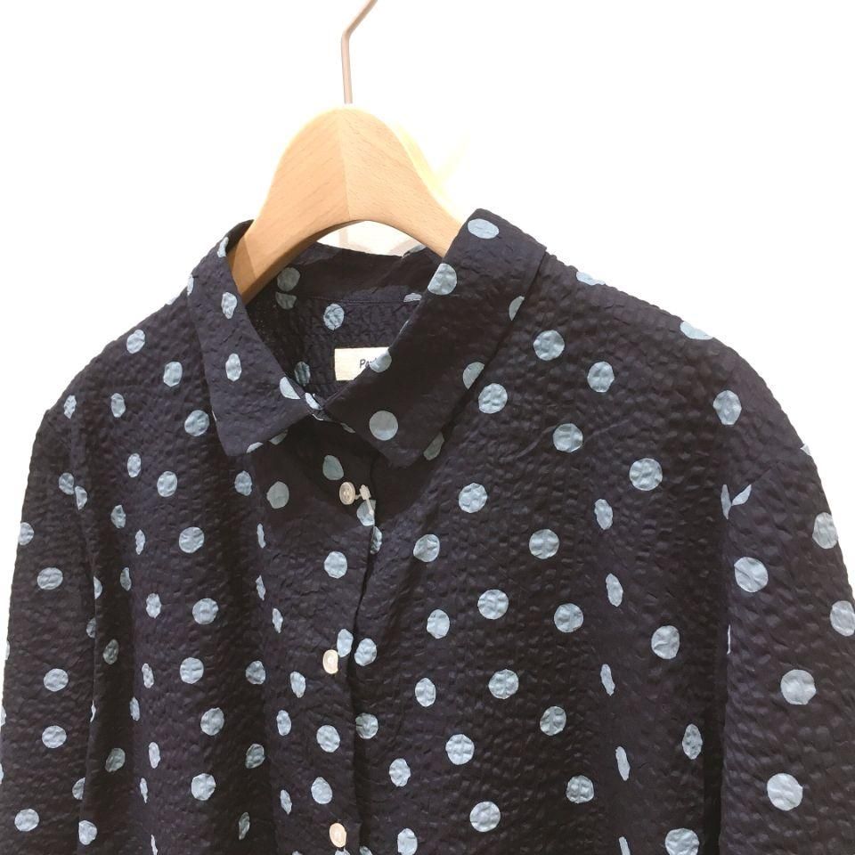 Parkes - 80ローンミラクルウェーブのドット柄五分袖シャツ