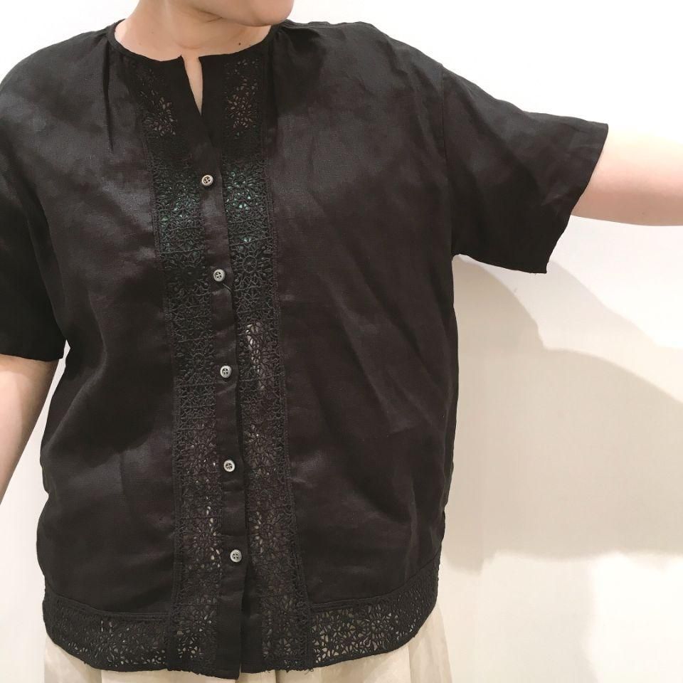 NOMBRE IMPAIR - リネン×レース 半袖ブラウス - Sheth Online