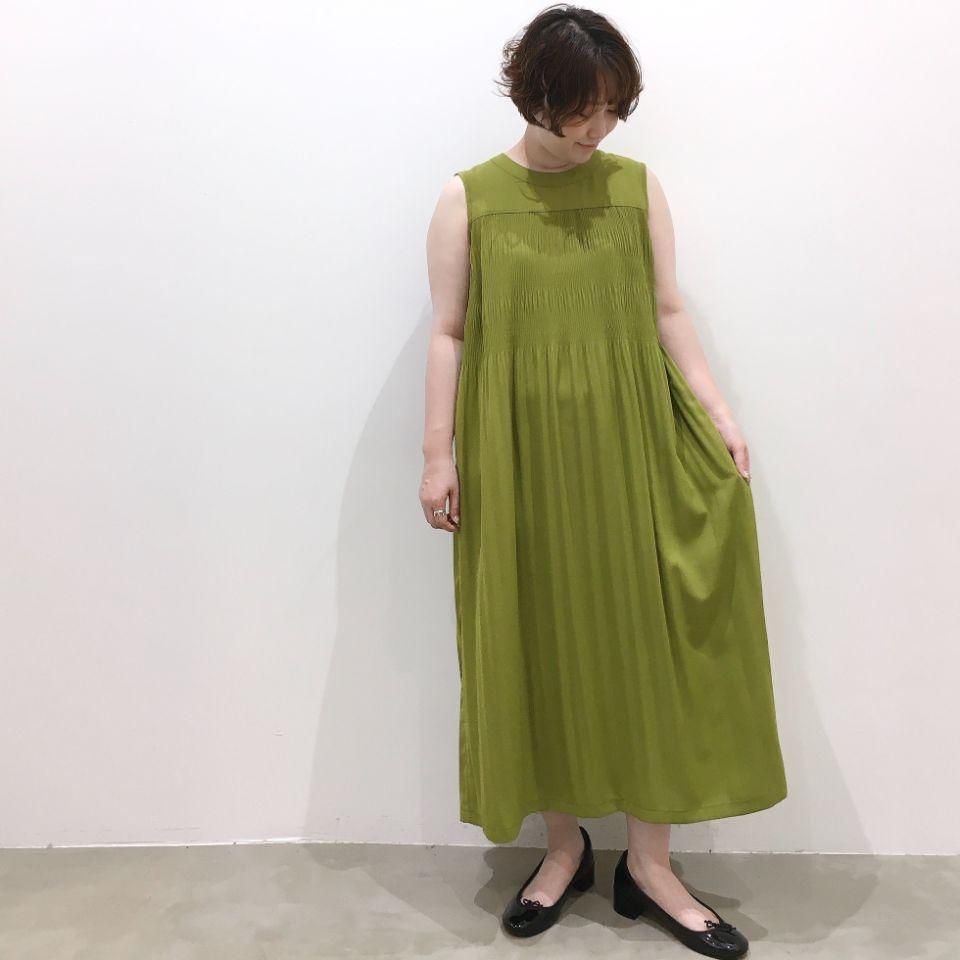 新品【ノーブル 】ロングワンピース　マキシ　マジョリカプリーツニット　シアー　麻 Noble（ノーブル）の「マジョリカニットプリーツシアー