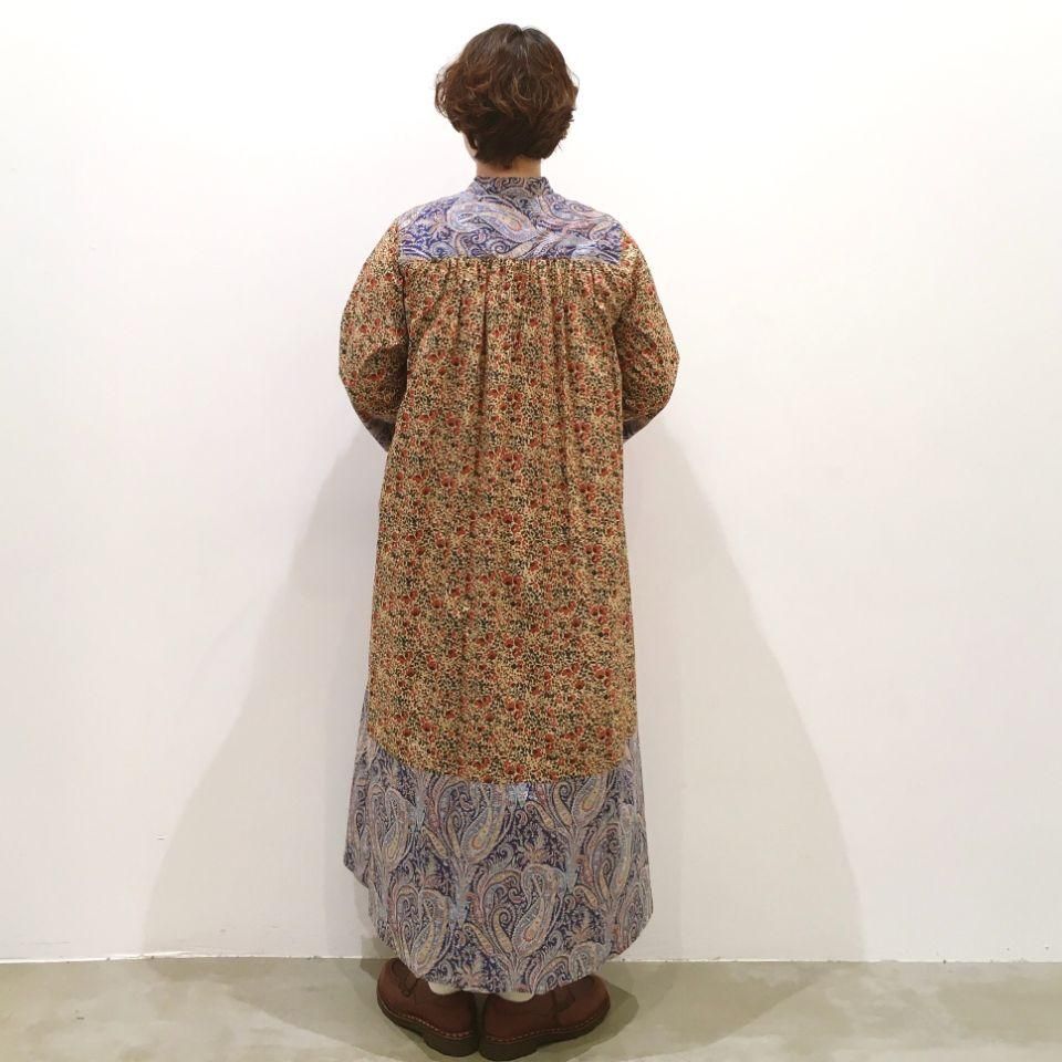 y's パッチワークワンピース axes femme シャツワンピース チェック切替パッチワークワンピース