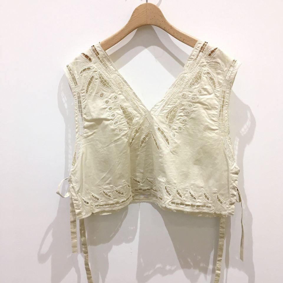 NOMBRE IMPAIR - インドネシア刺繍 ビブ付き ロングシャツ