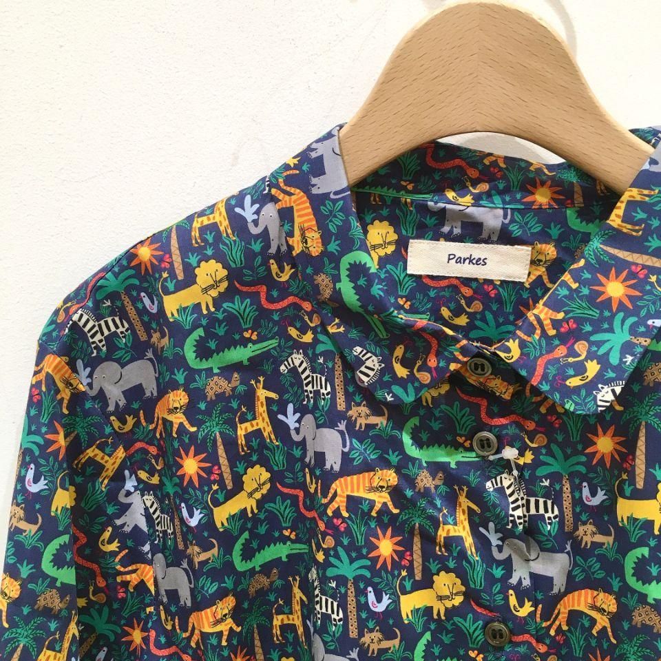 Parkes リバティ キツネと森 半袖ブラウス M Parkes リバティ