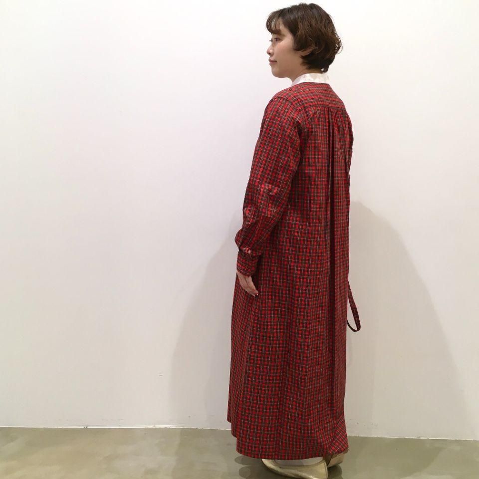 CHILD WOMAN - ギザタータンチェックブロード クレリックシャツ CHILD WOMAN - ギザタータンチェックブロード クレリックシャツ