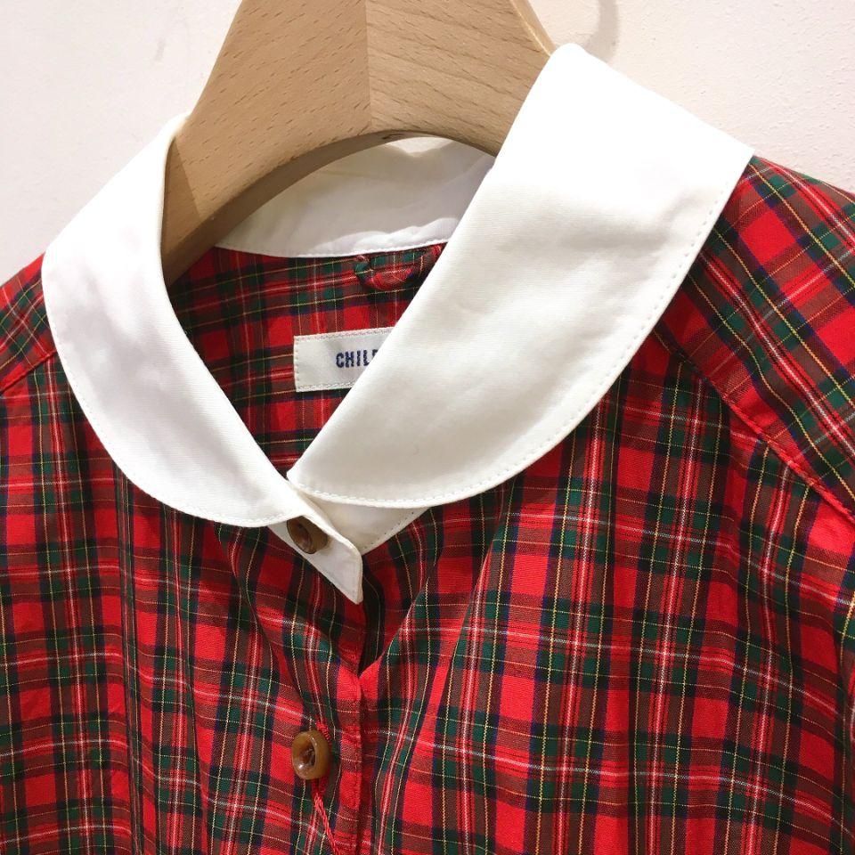 CHILD WOMAN - ギザタータンチェックブロード クレリックシャツ