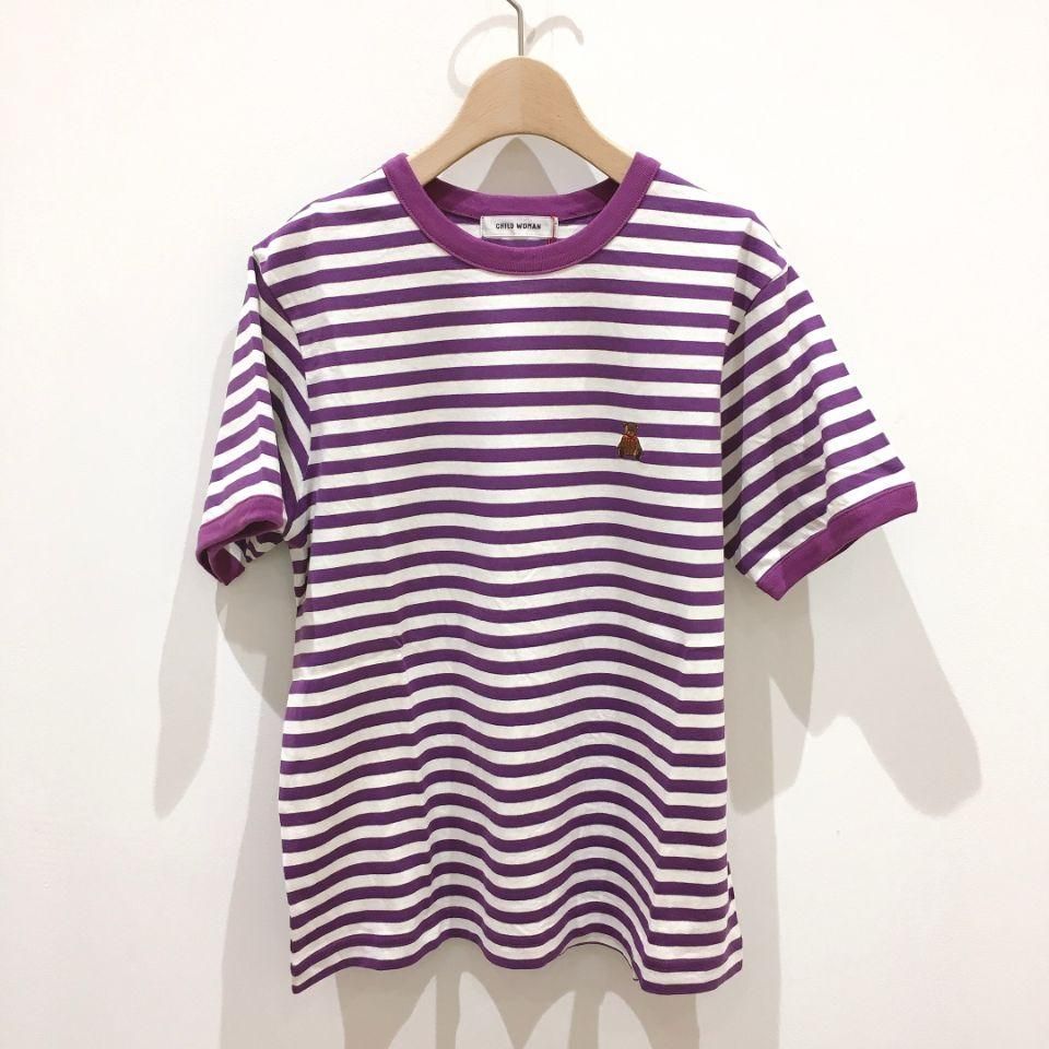 CHILD WOMAN - 40/2ボーダーシルケットくま刺繍Tシャツ CHILD WOMAN - 40/2ボーダーシルケットくま刺繍Tシャツ