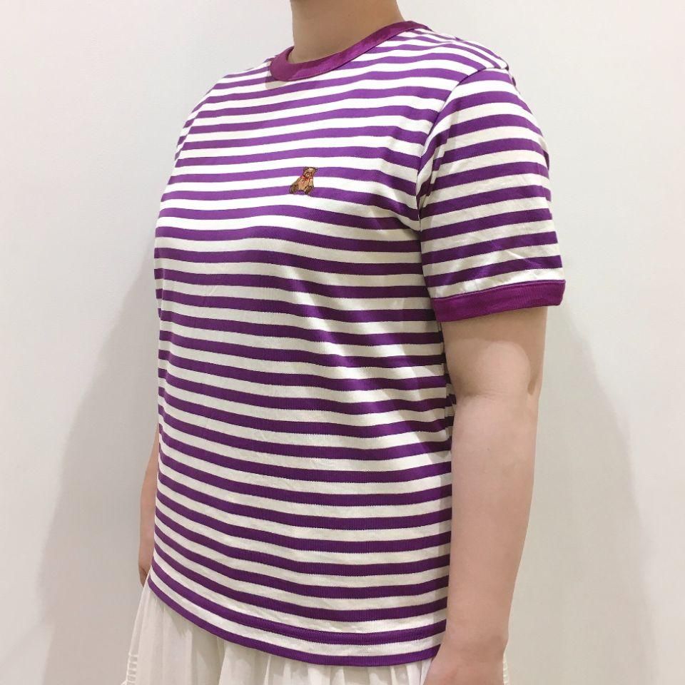 CHILD WOMAN - 40/2ボーダーシルケットくま刺繍Tシャツ CHILD WOMAN - 40/2ボーダーシルケットくま刺繍Tシャツ