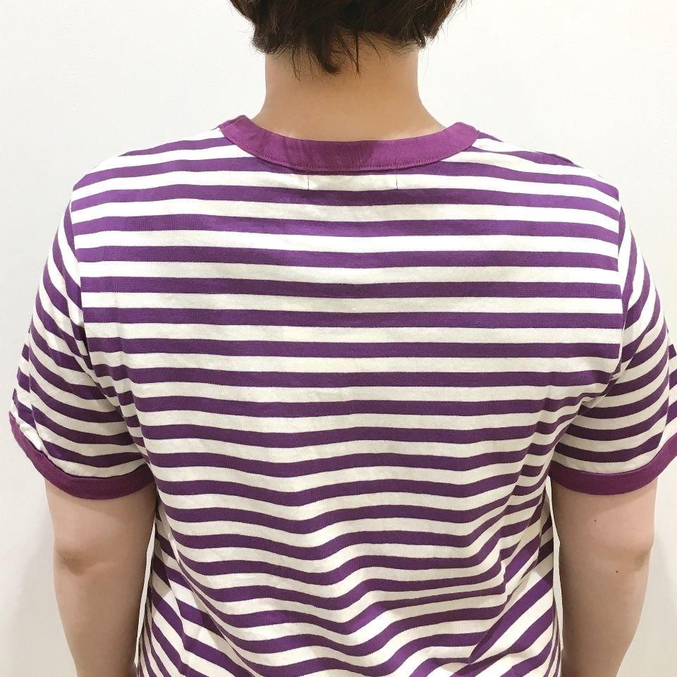 CHILD WOMAN - 40/2ボーダーシルケットくま刺繍Tシャツ