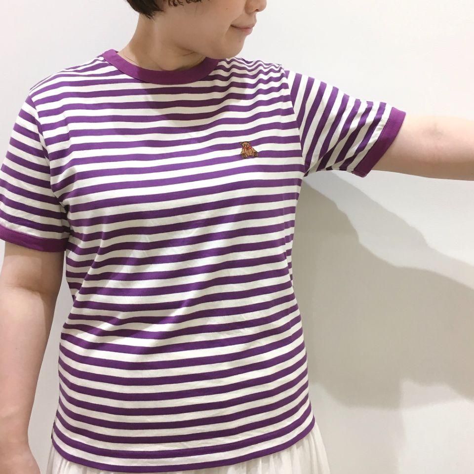 CHILD WOMAN - 40/2ボーダーシルケットくま刺繍Tシャツ CHILD WOMAN - 40/2ボーダーシルケットくま刺繍Tシャツ