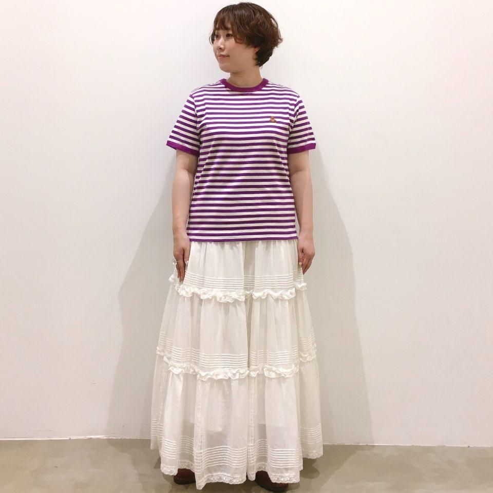 CHILD WOMAN - 40/2ボーダーシルケットくま刺繍Tシャツ CHILD WOMAN - 40/2ボーダーシルケットくま刺繍Tシャツ