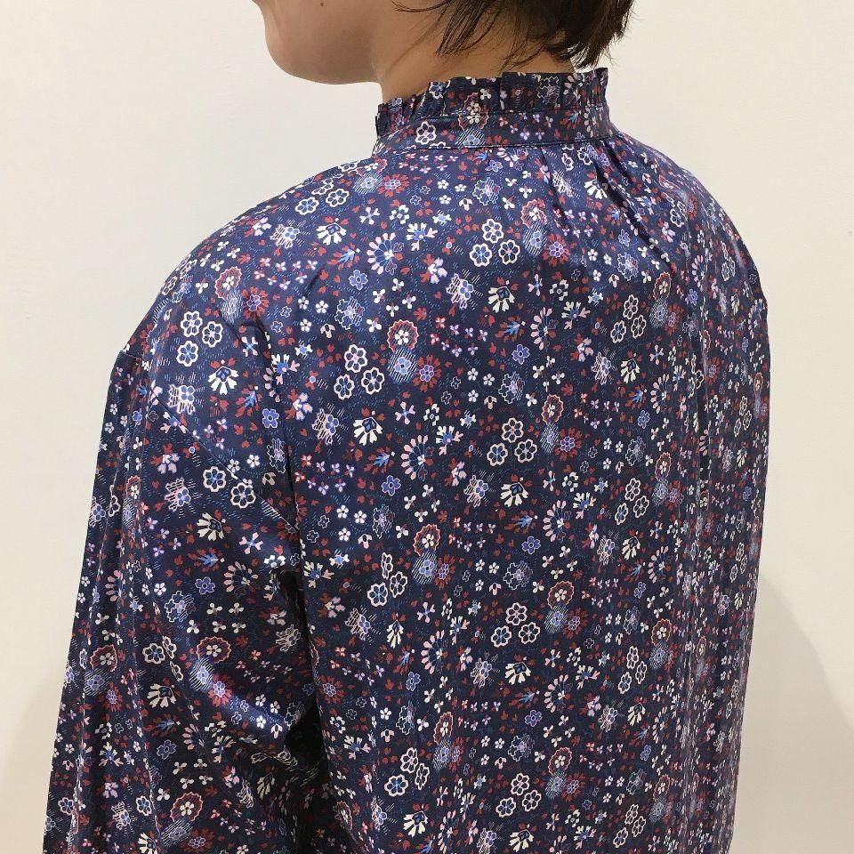 Parkes - スタンドフリル シャツワンピース （リバティ