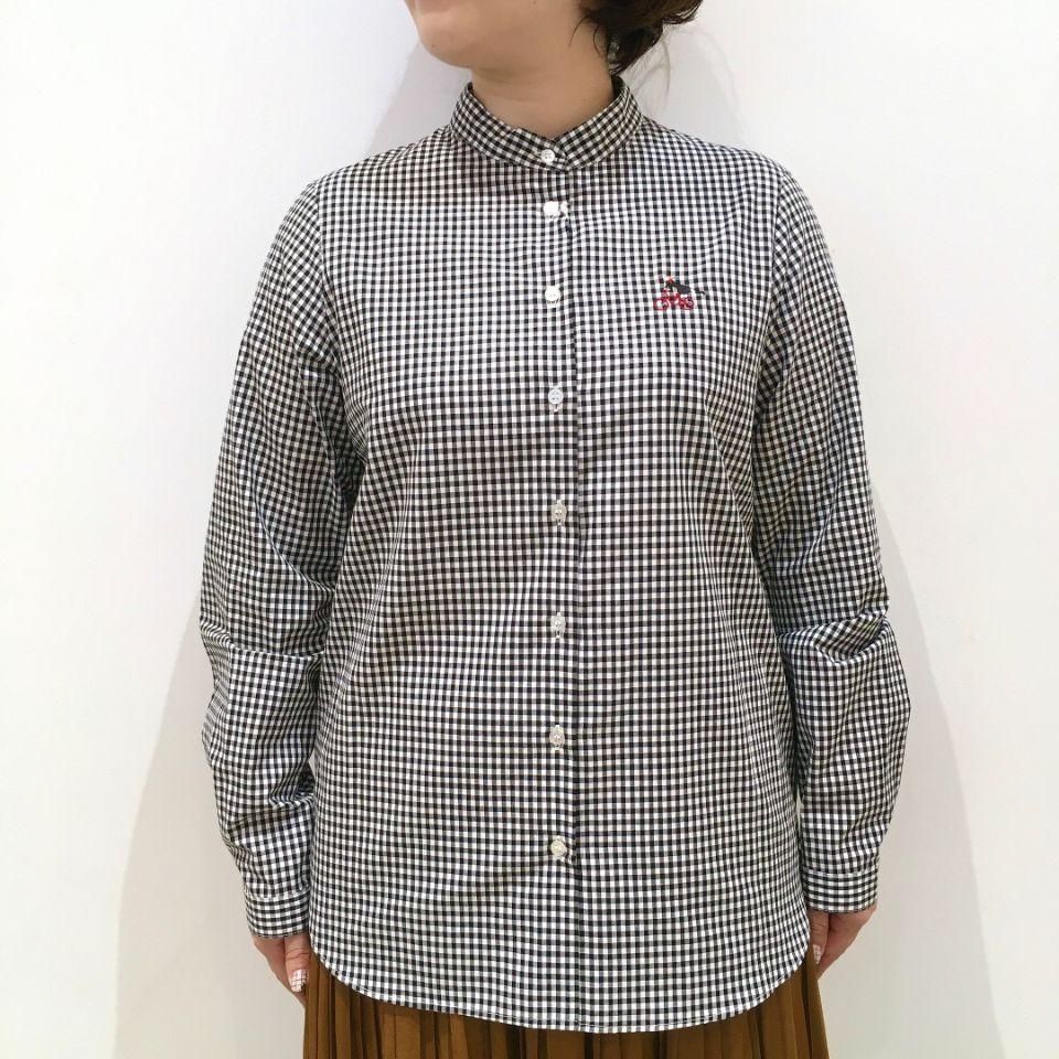 BEIGE, ベイジ 刺繍 ノーカラーシャツ バンドカラーシャツ BEIGE