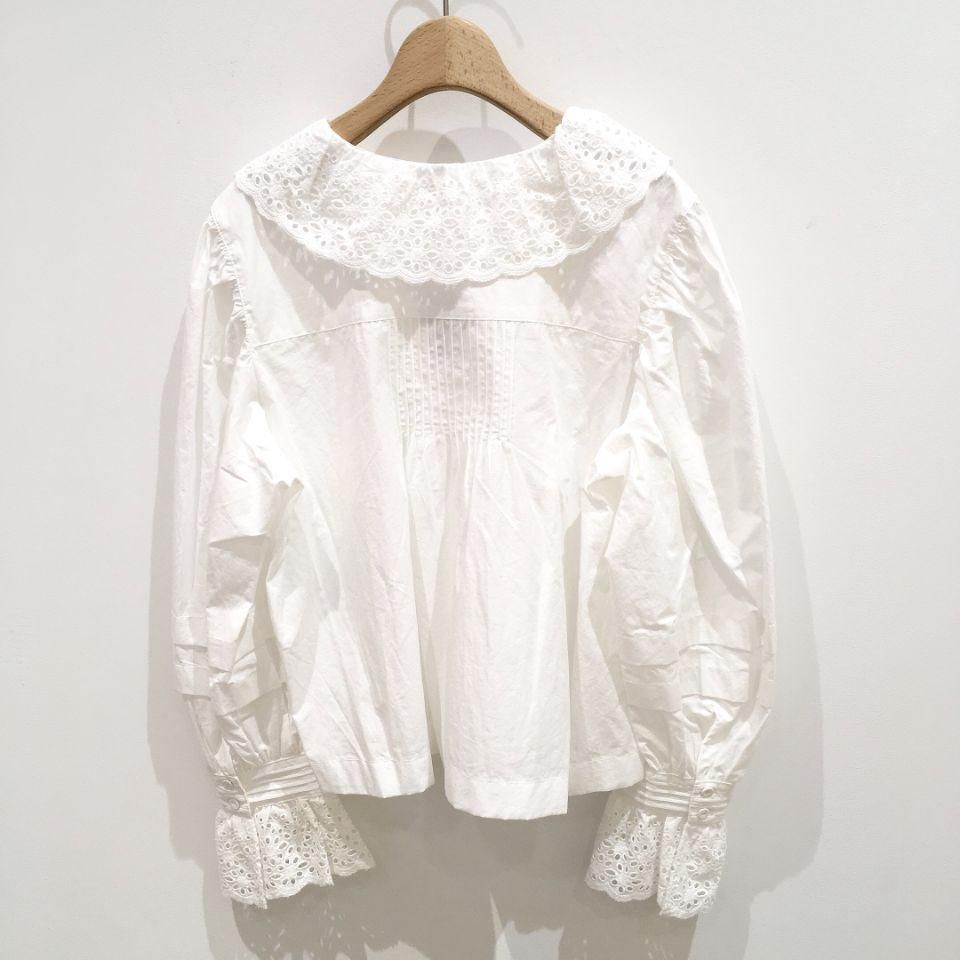 Dot and Stripes CHILD WOMAN フリルブラウス CHILD WOMAN - ＜Dot and Stripes＞高密度ブロード×綿レース V