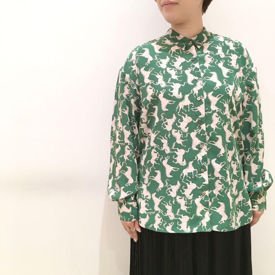 NOMBRE IMPAIR - ツートンホースプリント 小衿シャツ - Sheth