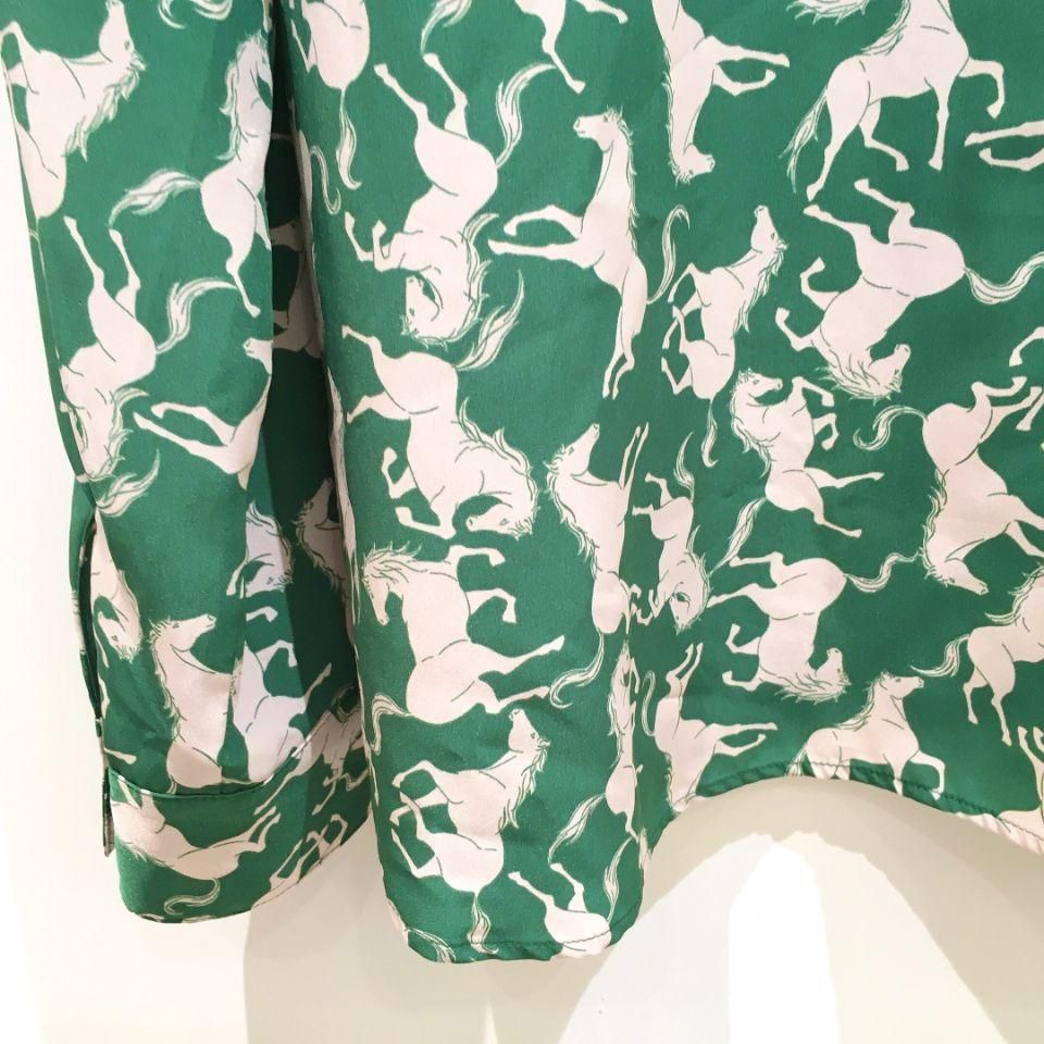 nombre impair しまうま柄 半袖シャツ　美品です コットンストライプ ネジリピンタックブラウス（シャツ/ブラウス