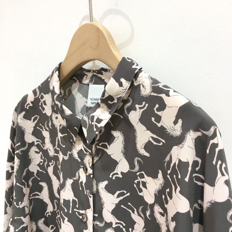 NOMBRE IMPAIR - ツートンホースプリント 小衿シャツ - Sheth