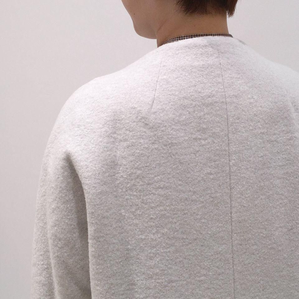 日本製【Le minor】ウールモッサノーカラージャケット　グレー　SIZE38 日本製【Le minor】ウールモッサノーカラージャケット グレー