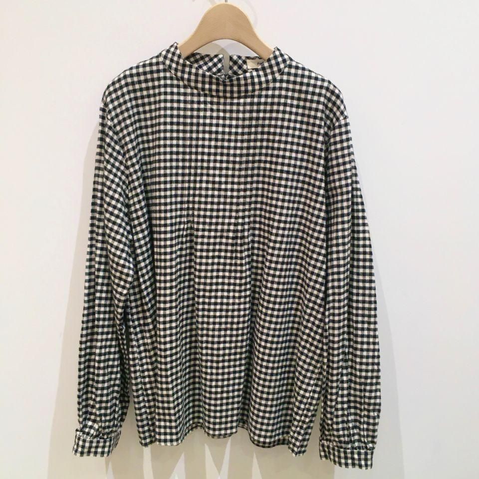 Parkes - ビエラ/ピンタック後ろボタン ギンガムチェック スタンド